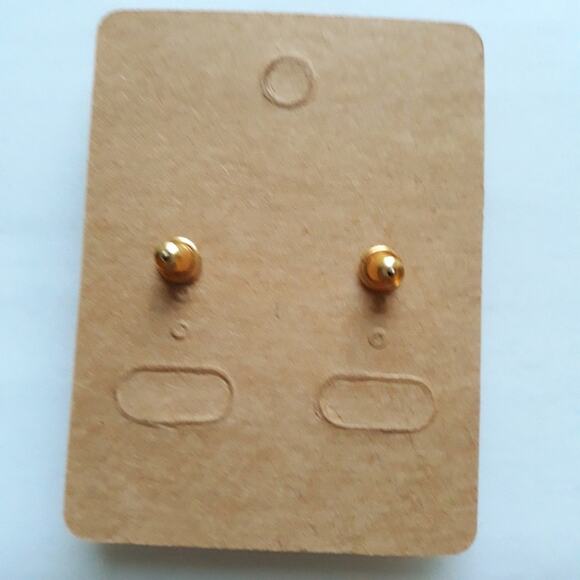 Vintage Stud Earrings Gold Yellow Rounded Diamonds - Picture 2 of 2